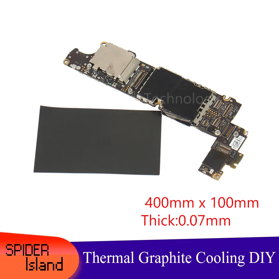 

Synthetic Graphite Cooling Film Paste High Thermal Conductivity Heat Sink Flat CPU Phone LED Memory Router 100mm*400mm*0.07mm