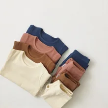 Весенне-осенний детский вязаный комплект для мальчиков и девочек, вязаный комплект с круглым вырезом и длинными рукавами