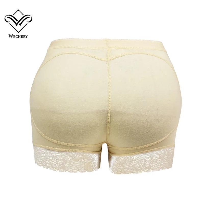 Wechery тело формирующие подкладки Butt Lifter Faja для женщин плюс размер живот для похудения контроль Формирователи кружева украшенный Мягкий трусики - Цвет: Nude