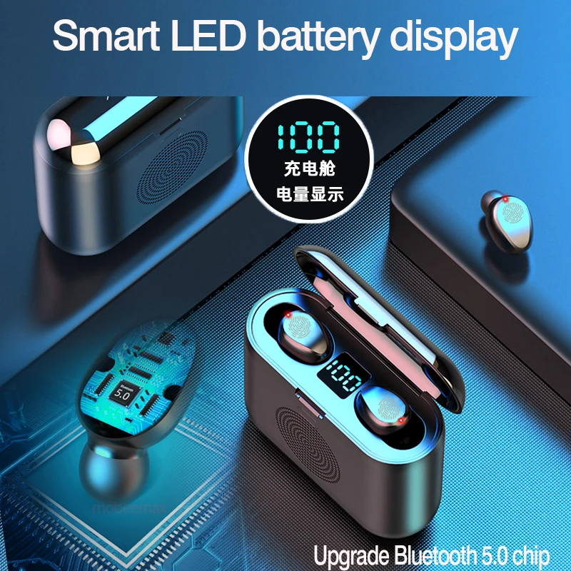 Новые наушники вкладыши tws с 3 в 1 F9 2000 мА/ч in ear Беспроводные громкой связью может