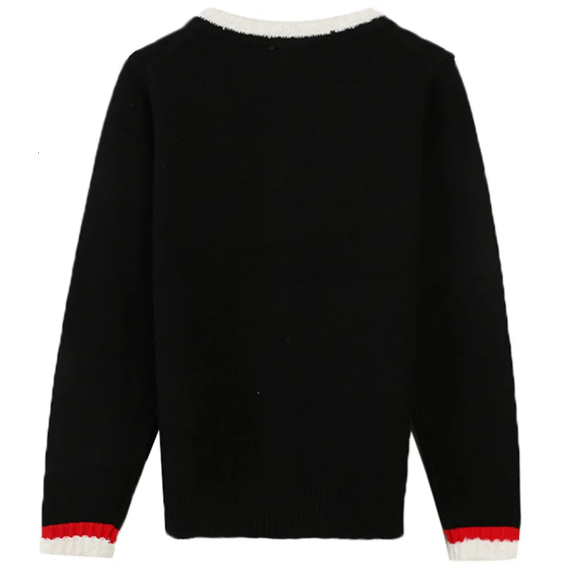 SuperAen Europe Women Sweater Coat Autumn and Winter New Wild Ladies Sweaters Stripes Pockets Long-sleeved Women Knit Tops