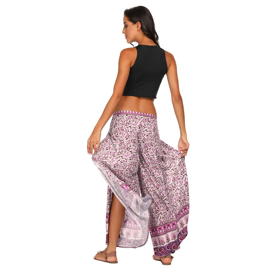 Женские повседневные летние Тайланд индонезийский цифровой печати свободные широкие брюки Boho Aladdin брюки одного размера