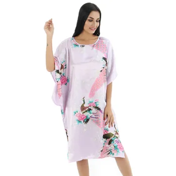 

Printed peacock large size nightdress fat mm200kg women's nightdress summer loose half sleeve thin Pullover