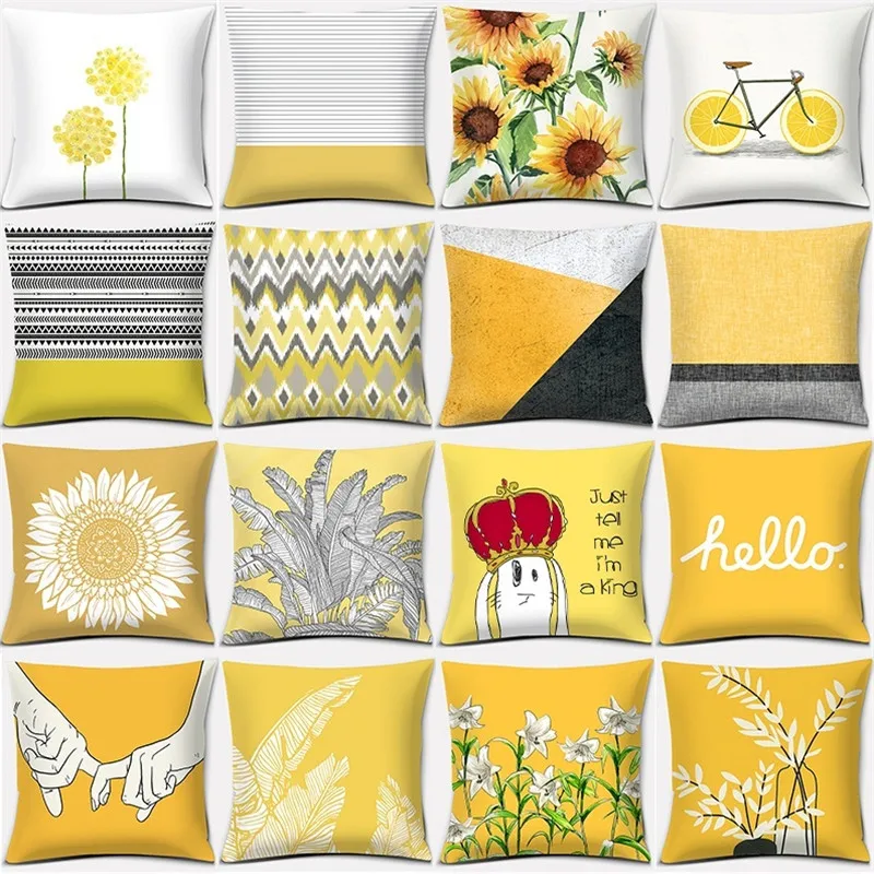 

Sunflower Geometric Figure Series Printed Square Home Decoration Peach Skin Pillowcase (45cm * 45cm)