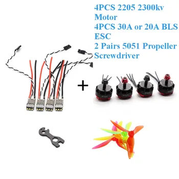 

4PCS RS2205 2300KV 2205 CW/CCW 3-4S Brushless Motor 30A 20A BLS ESC for RC FPV Racing Drone Quad Motor FPV Multicopter