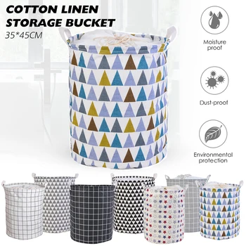 

Large Cotton Linen Laundry Basket Hampers With Drawstring Closure Waterproof Dirty Clothes Toys Storage Bucket Home Organizer