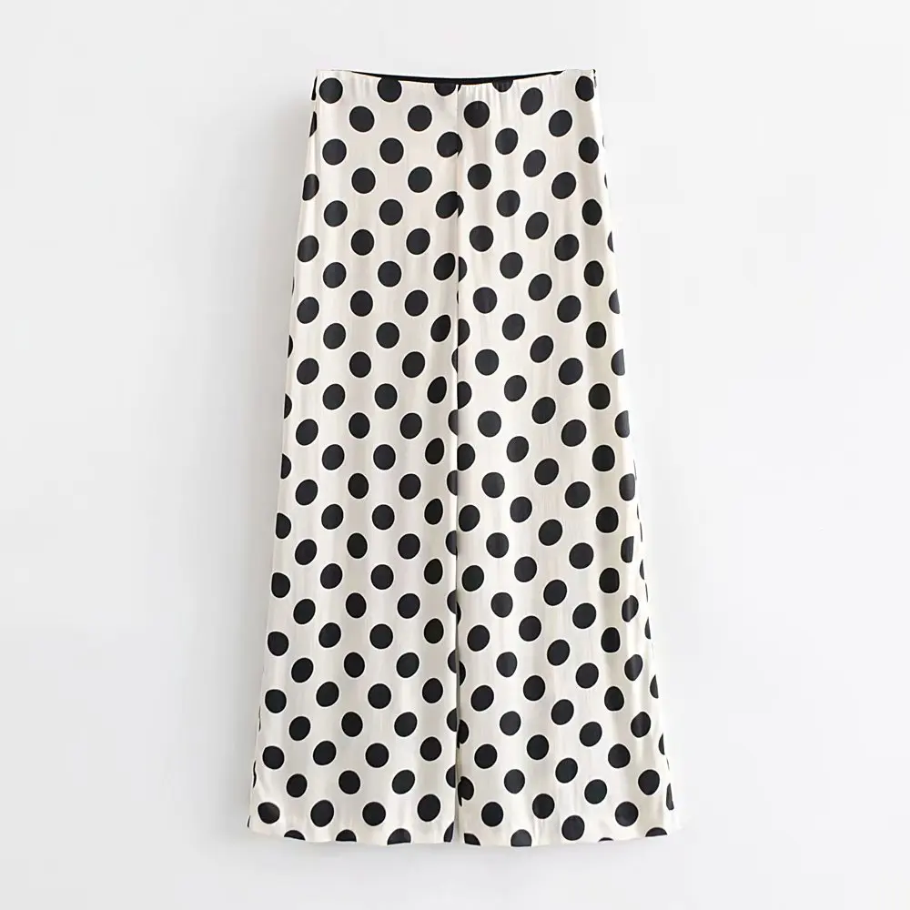 

Early Spring New Style Europe And America Slimming High-waisted Wide Leg Pants Dotted Print Wide-Leg Trousers Versatile Casual P