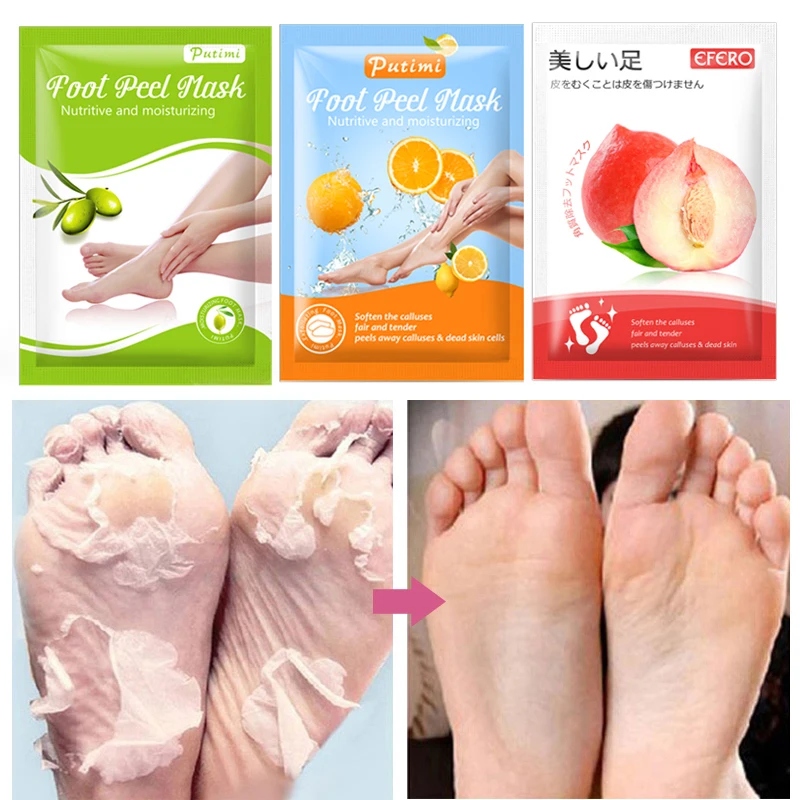 Mascarilla Exfoliante para pies, mascarilla Exfoliante para pies, calcetines exfoliantes para pedicura, grieta de talón, elimina piel muerta, 3 pares