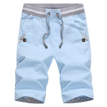 

2020 Men New Style Colored Cloth Joint Elastic Lace-up Shorts Teenager Summer Pure Cotton Casual Shorts