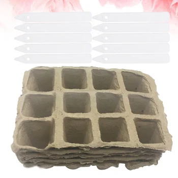 

40pcs Seed Germination Pots Corrugated Paper Germination Seedling Trays Plastic Plant Markers (20pcs Big Trays, 20pcs Plant Mark