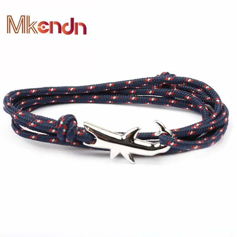 MKENDN Navy style Adjustable Multilayer Rope Shark Anchor Bracelet Men Women 550 Paracord Camping Jewelry Wrap Metal Hooks