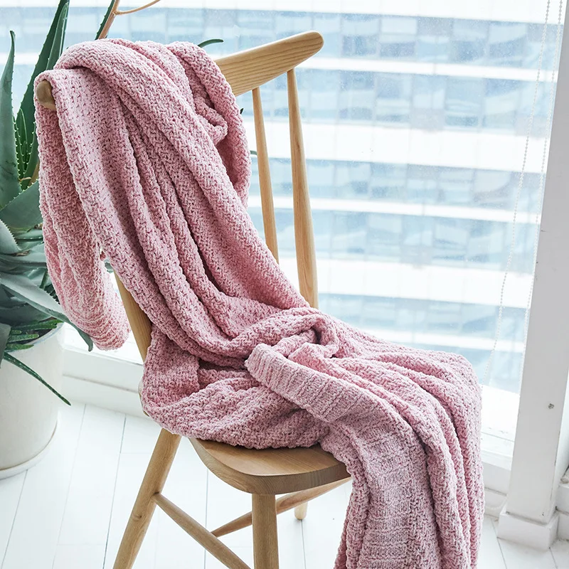 

New Style Chenille Knitted Blanket Autumn And Winter Casual Blanket Sofa Blanket Airable Blanket Home Soft Decoration