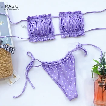 

Women Swimsuit Push up Bikini Swimwear Solid Swimming Suit Separate Female Triangle Bathing Suit Bikini Biquinis Feminino Purple