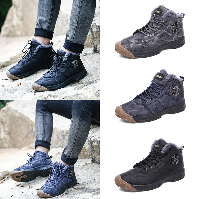 Популярные мужские ботильоны; повседневная обувь для прогулок; зимняя теплая обувь на флисовой подкладке; MCK99