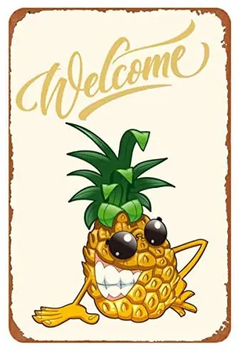 

Retro Vintage Metal Tin Sign Welcome Pineapple Outdoor Home Bar Wall Decor Signs 12X8Inch