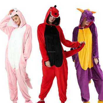 

Kigurumi Unicorn Pajama Winter Flannel Dinosaur Onesies For Adults Women Dinosaur Pajamas Overall Whole Onepiece Animal Pajamas