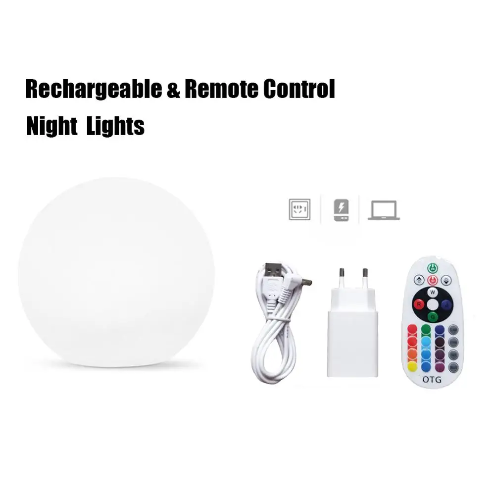 Rechargeable Outdoor LED Luminous Ball Light 16 Colors Illumination Garden Swimming Pool Pathway Patio Waterproof Lawn Lamp 6