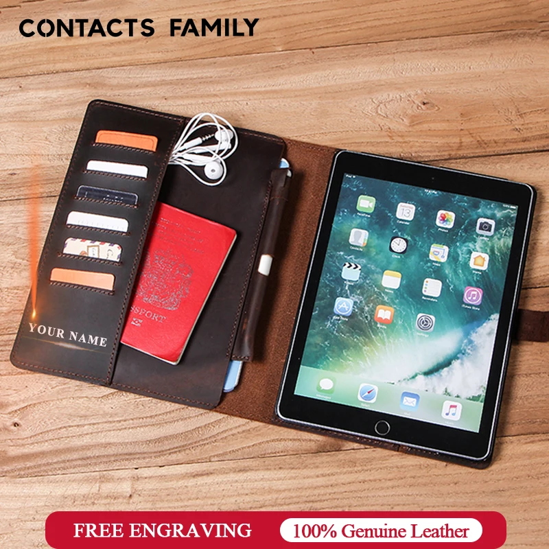 Online Funda de cuero nobuk Retro de lujo para iPad 9,7 2018 5 6 Air 2 Pro 9,7 cubierta con ranuras para tarjetas de bolsillo portalápices Flip soporte