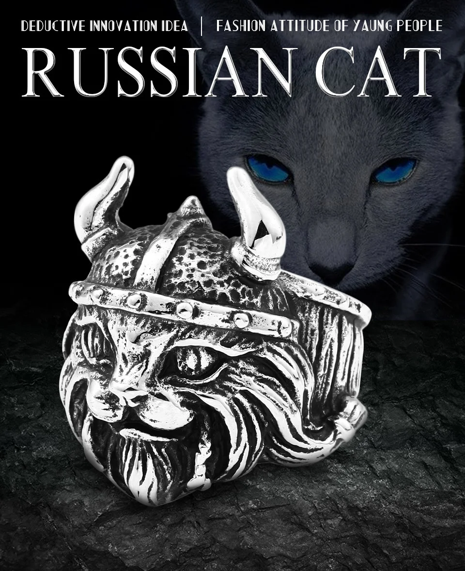 BEIER кольцо из нержавеющей стали с изображением русского кота, Винтажное кольцо Anel Punk Kitty, обручальное кольцо в стиле бохо, шикарные ретро кольца в виде кошки для мужчин, BR8-693