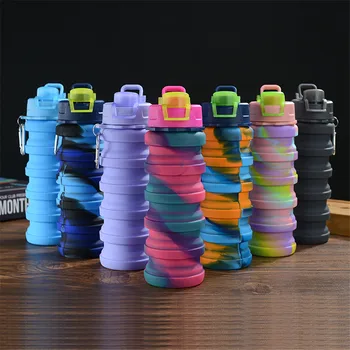 

500ML Men Silicone Sport Bottles Colorful Folding Water Cup Portable Retractable Coffee Cups Mug For Outdoor Camping Climbing