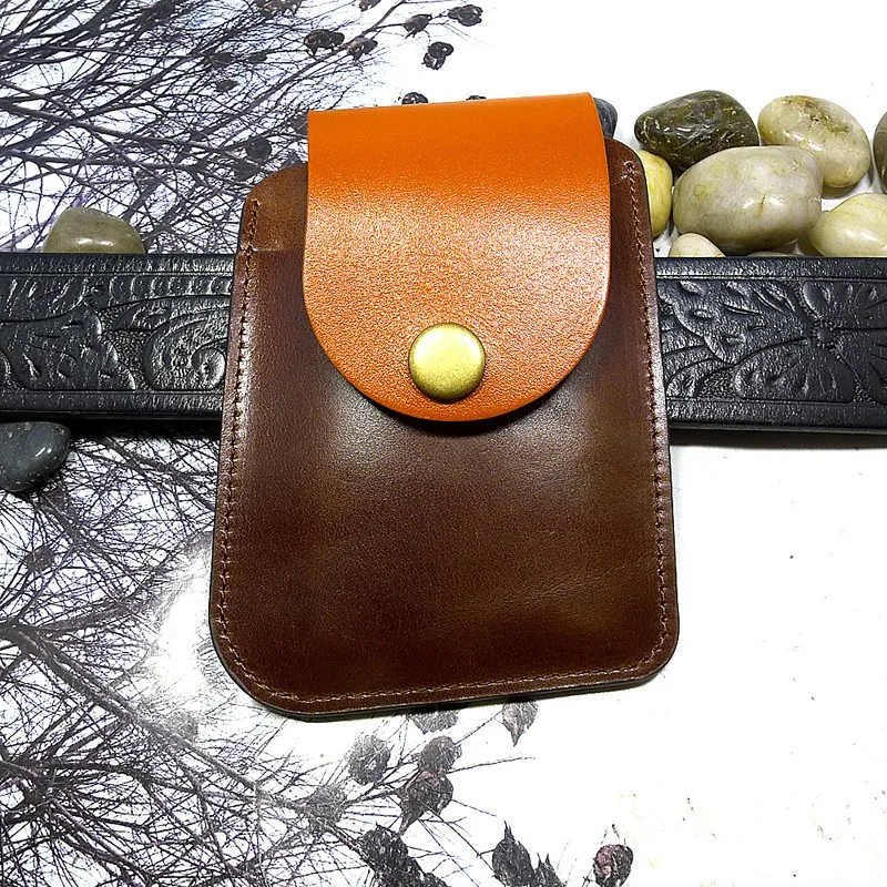 

Blongk Double-deck Ultra Thin Belt Pack Leather Small Waist Bag Card & ID Holder Mini Wallet Pouch Men Women WKD