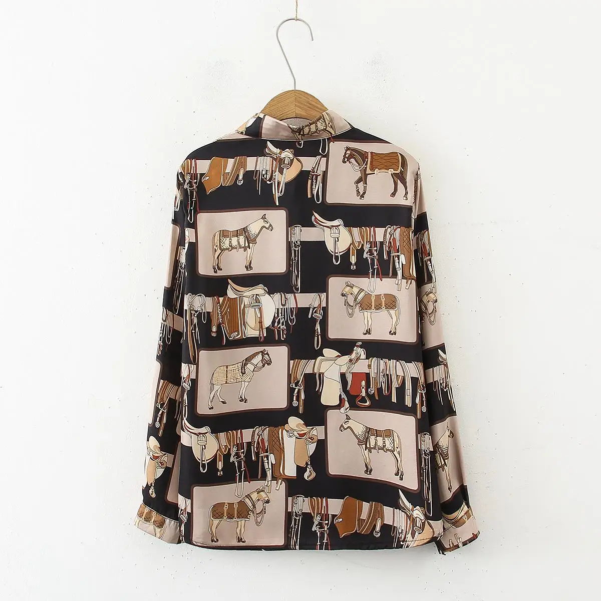 2020 spring women Blouse vintage streetwear shirts Turn Down Collar Long Sleeve Loose Shirt
