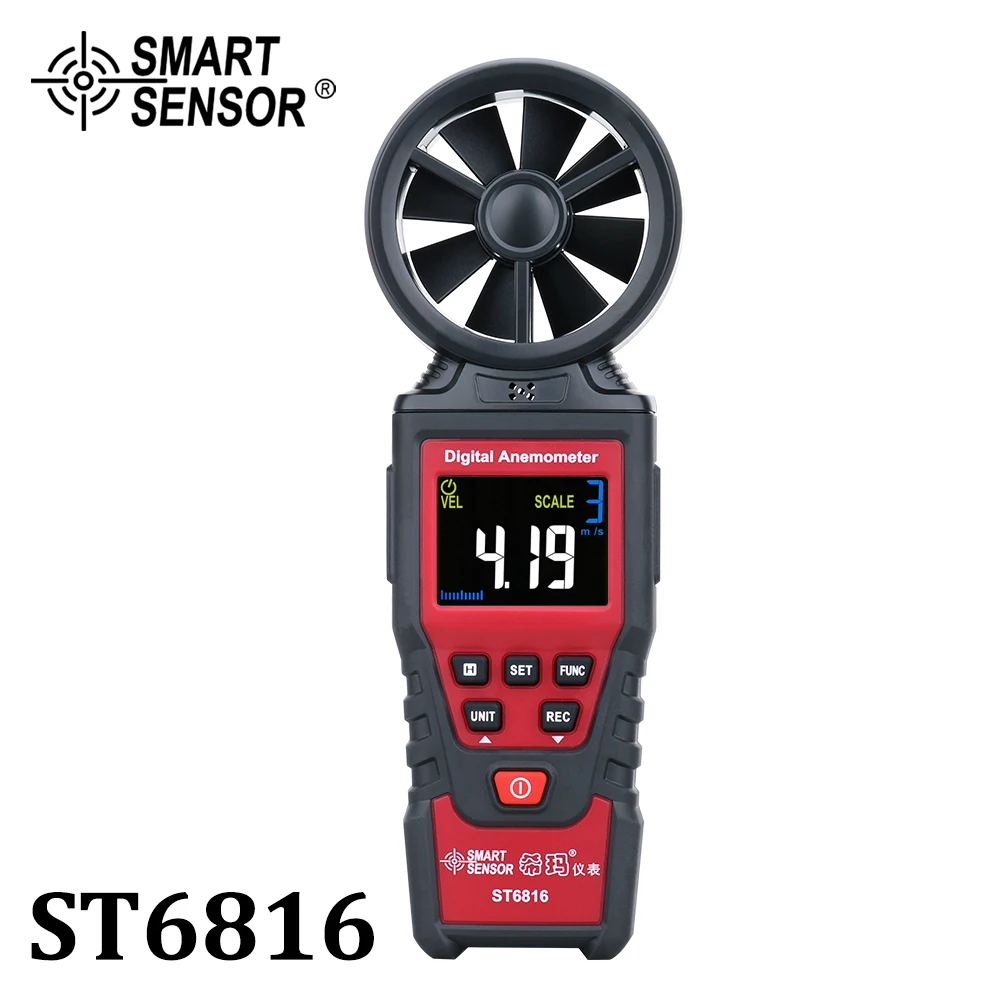 

Digital Anemometer Wind Speed Meter Air Velocity Flow Gauge Thermometer Wind Speed Measuring Instrument Windmeter Color Display