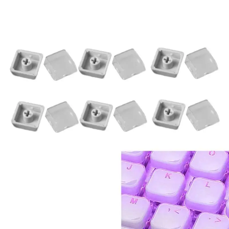 10/Pcs Transparent Keycaps Doublelayer Keycaps Removable Clips MX