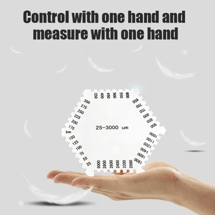 Нержавеющая Сталь шестиугольная влажная пленка гребень краски толщиномер K888