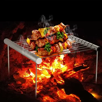 

Behogar Portable Camping Grill Folding Stainless Steel Barbeque BBQ Grill Stand for Outdoor Backyards Backpacking Picnic