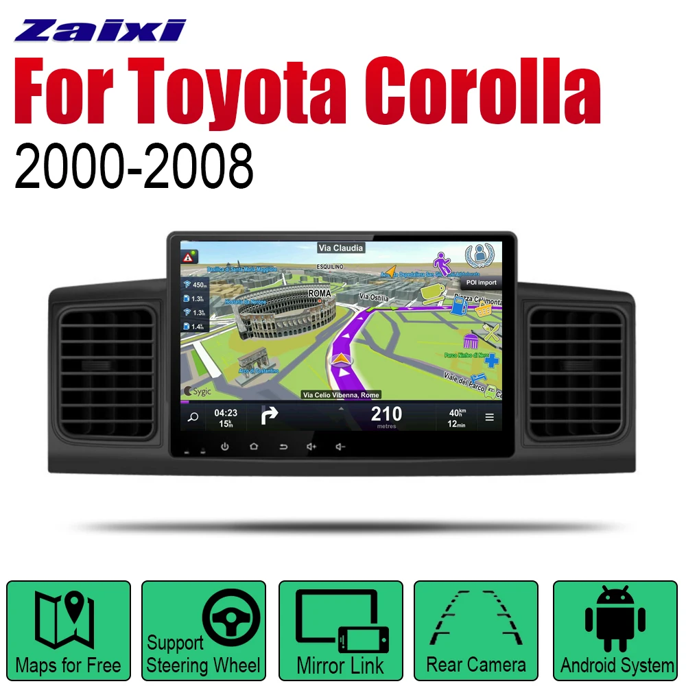 Автомагнитола ZaiXi 2 Din Android для Toyota Corolla 2000 ~ 2008 мультимедийный плеер GPS навигация
