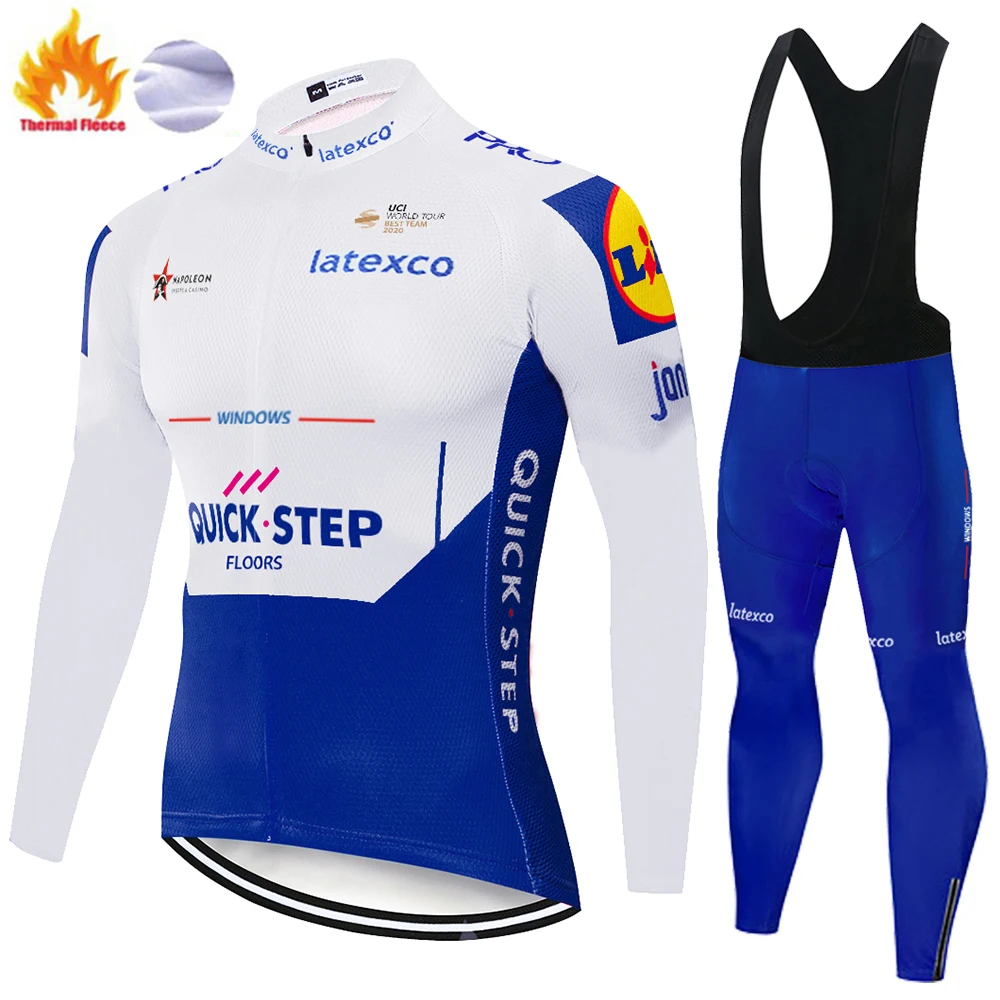 

2020 uniforme ciclismo hombre Pro Team QUICK STEP long sleeve Cycling Jersey 9D gel pad Bib Set Bike roupa ciclismo masculino