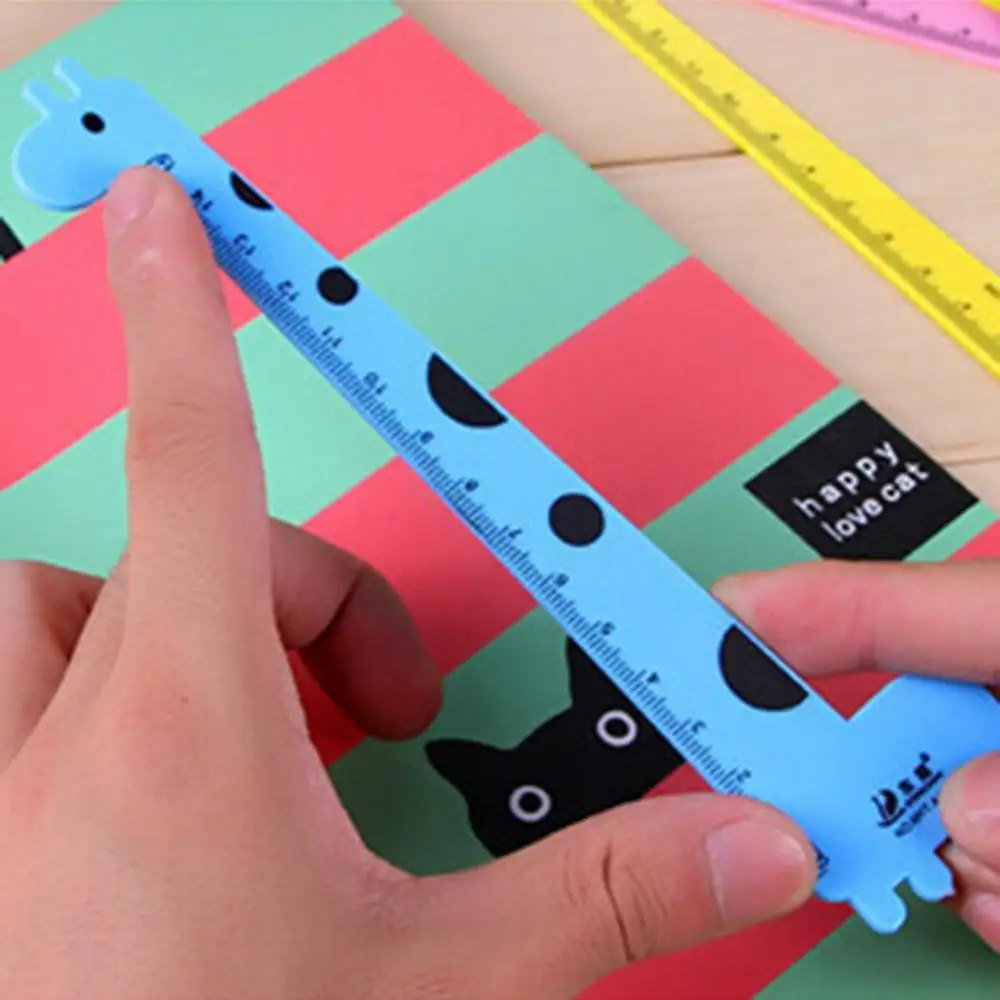 Cute Cartoon Giraffe Animal Plastic Ruler Kids Student School Stationery Gift School Supplies Planner Accessories Student Prize plastic ruler