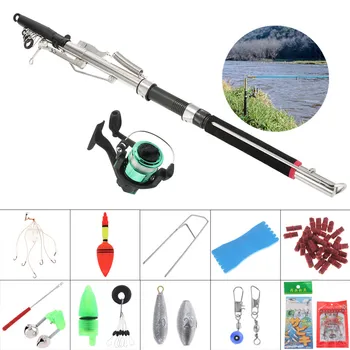 

Automatic Fishing Rod Reel Line Combo 2.4m 2.7m Full Kits with Carp Fishing Lures Fishing Float Hooks Beads Bell Lead Weight