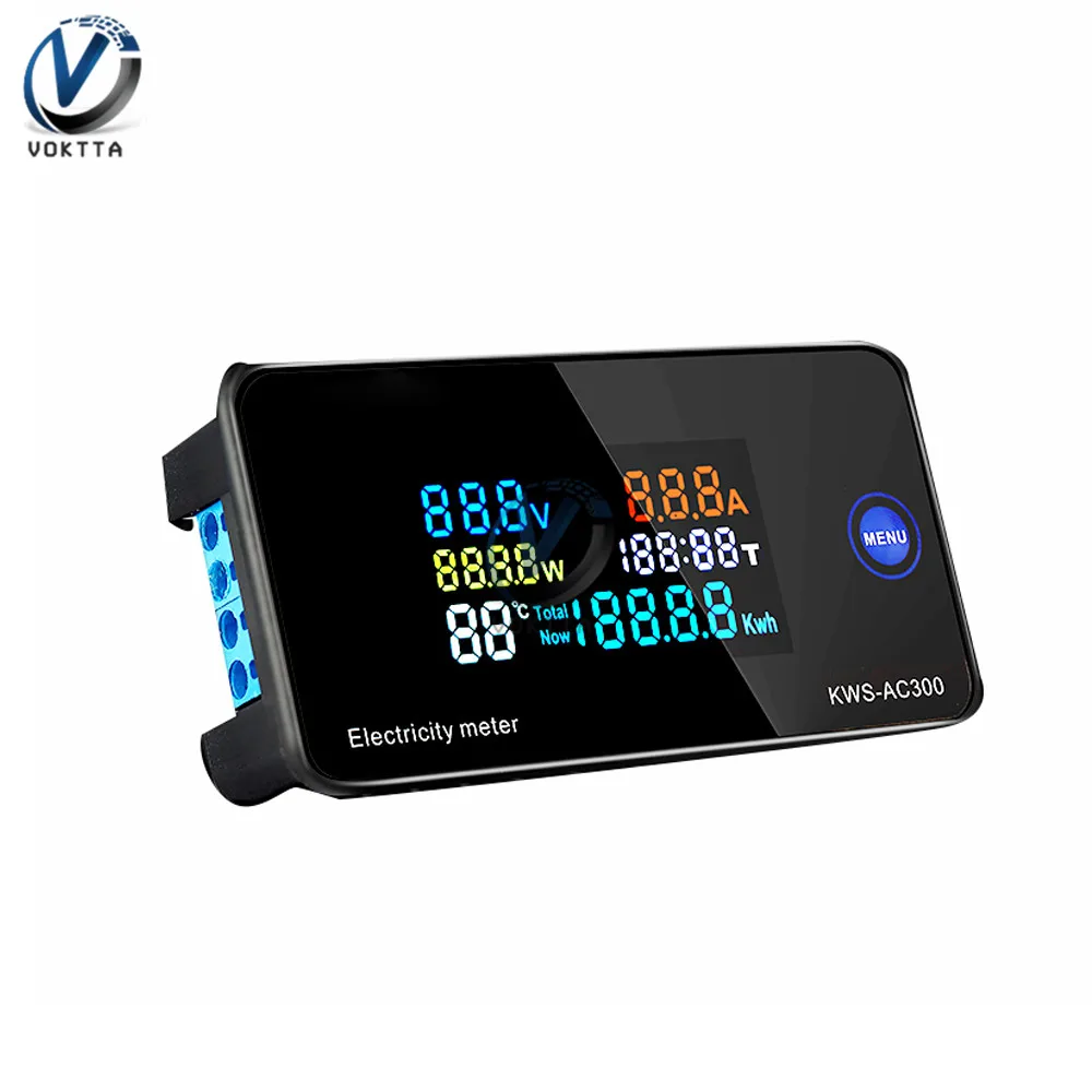 LCD Digital Panel Wattmeter and Energy Power Meter with Voltage, Current, and Frequency Display