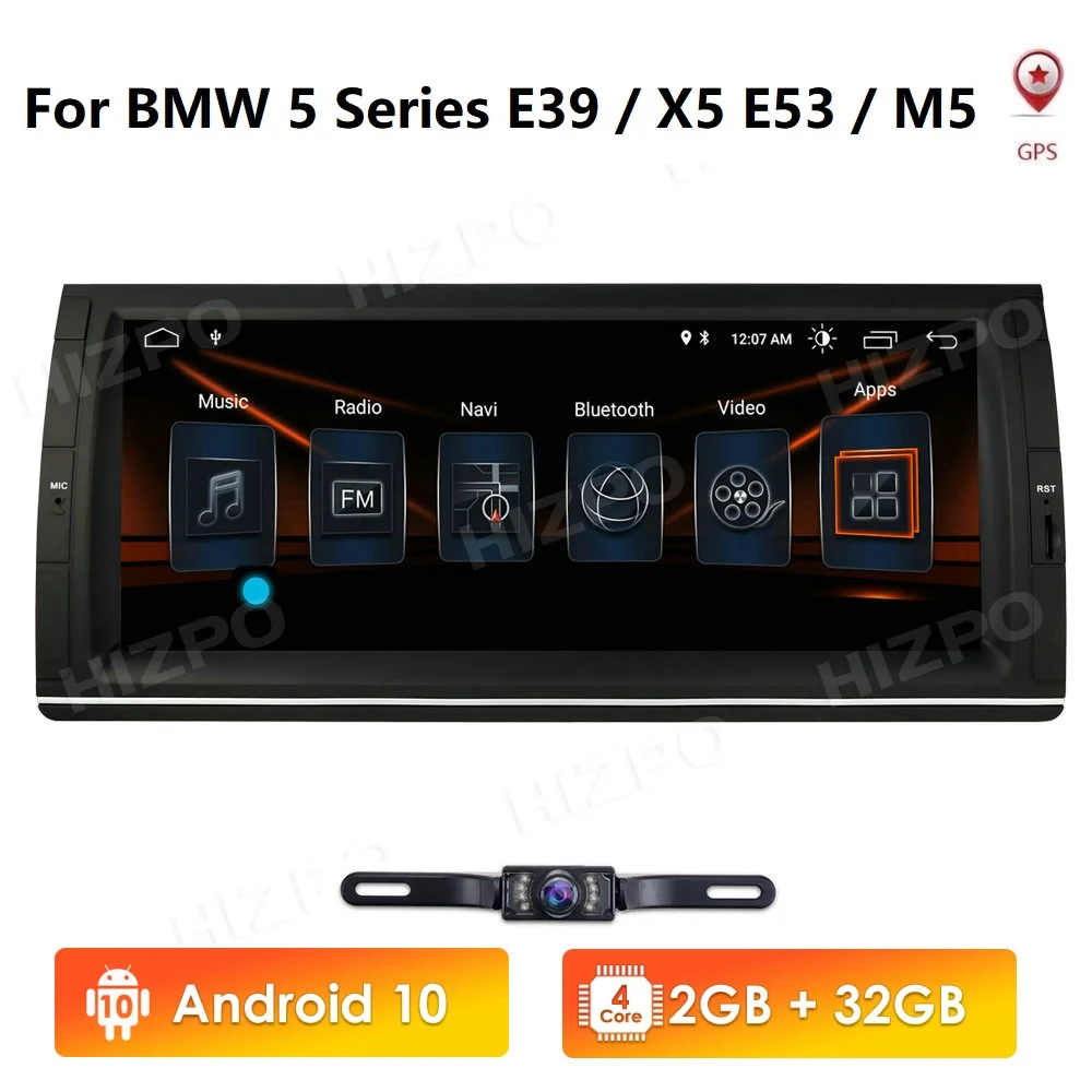 10.25inch Android 10.0 Car DVD radio player for bmw E39 X5 E53 With GPS BT RDS USB SD Steering wheel 2G RAM 32G ROM WIFI