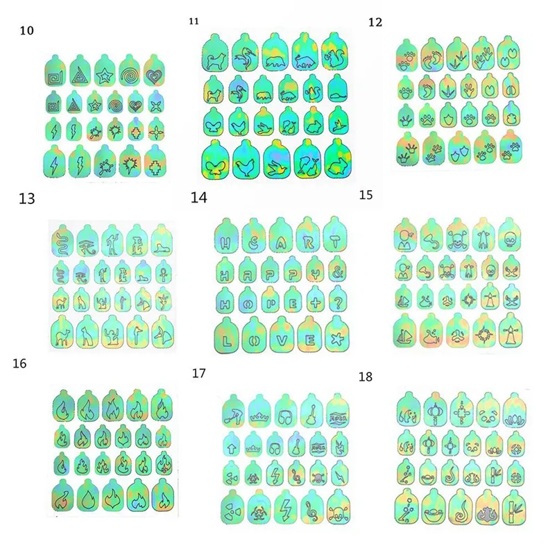 22 листа пламя Holo наклейки для ногтей винилы трафарет стикеры 3D на ногти Nail Art Наклейки маникюрные украшения