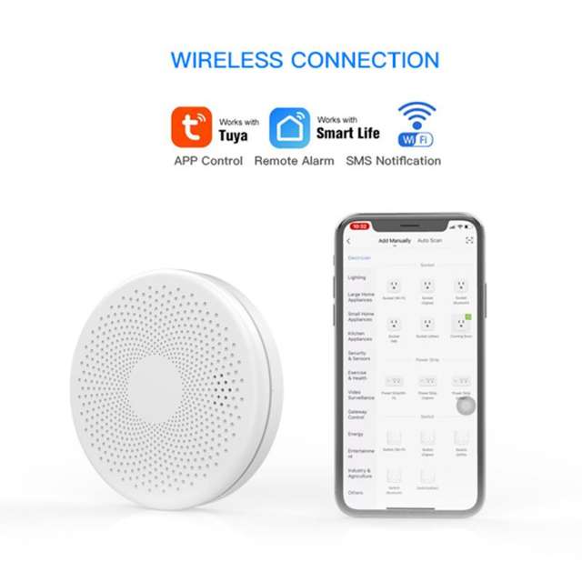 Tuya WIFI Carbon Monoxide Smoke Detector CO Gas Leak Fire Alarm