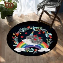 Постельные принадлежности с принтом ежика, детский игровой коврик, Радужный ковер для спальни, цветочный мультяшный круглый коврик, единорог, животные, напольный коврик