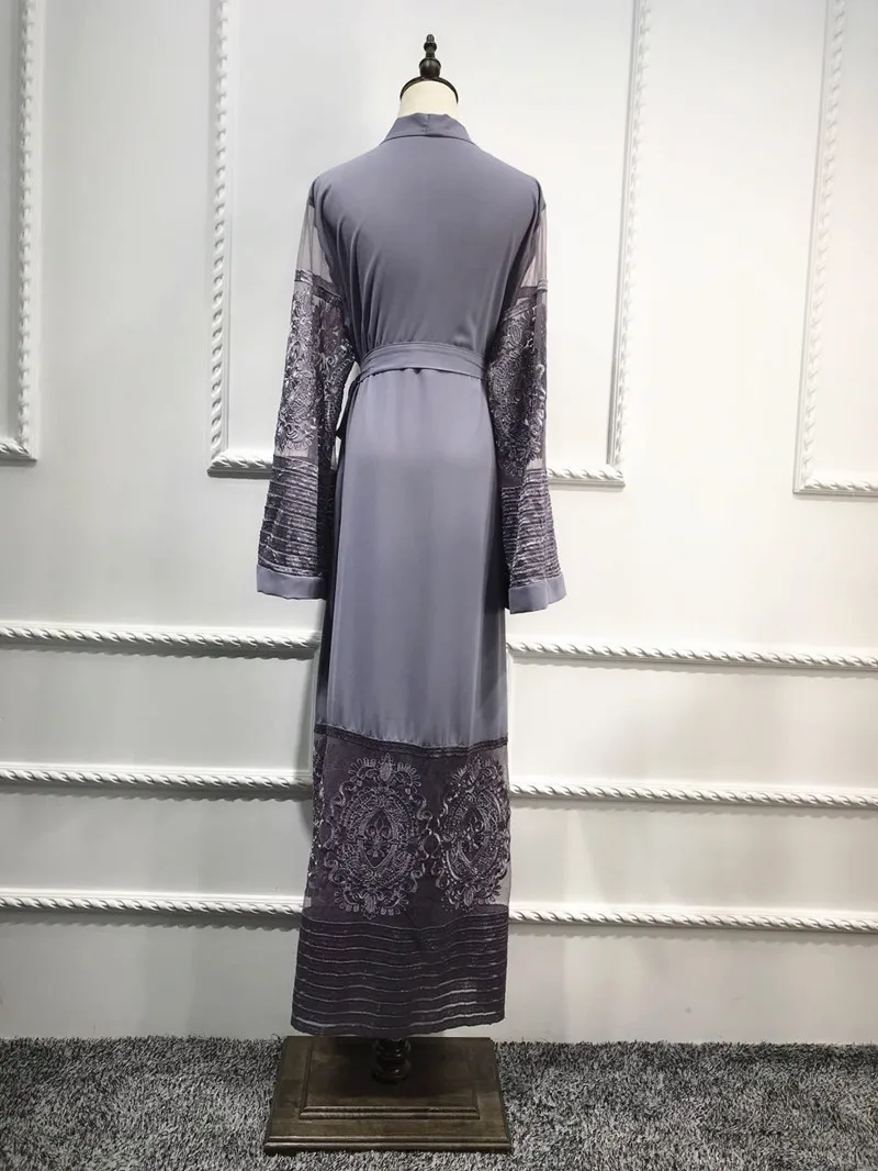 2019 Abayas Дубайский мусульманский Модный женский кардиган с вышивкой халат Женская одежда для платья с длинными рукавами