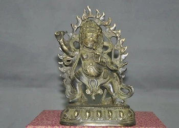 

5"Old Tibet Buddhism Tantric bronze Mahakala Wrathful Deity Buddha Temple Statue