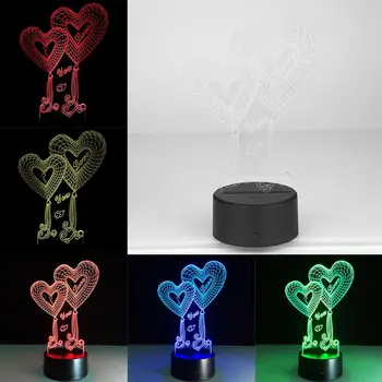 

Heart Shape Night Light Gift Christmas Xmas Touch Switch Children USB Charging Fashion Bedroom Table Lamp Touch Light