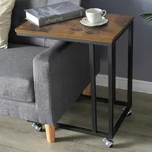 Mesa de centro móvil con marco de hierro para el hogar, mesita de centro lateral, pequeña y sólida, mueble de esquina para dormitorio y sala de estar