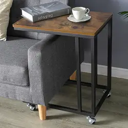 Mesa de centro móvil con marco de hierro para el hogar, mesita de centro lateral, pequeña y sólida, mueble de esquina para dormitorio y sala de estar