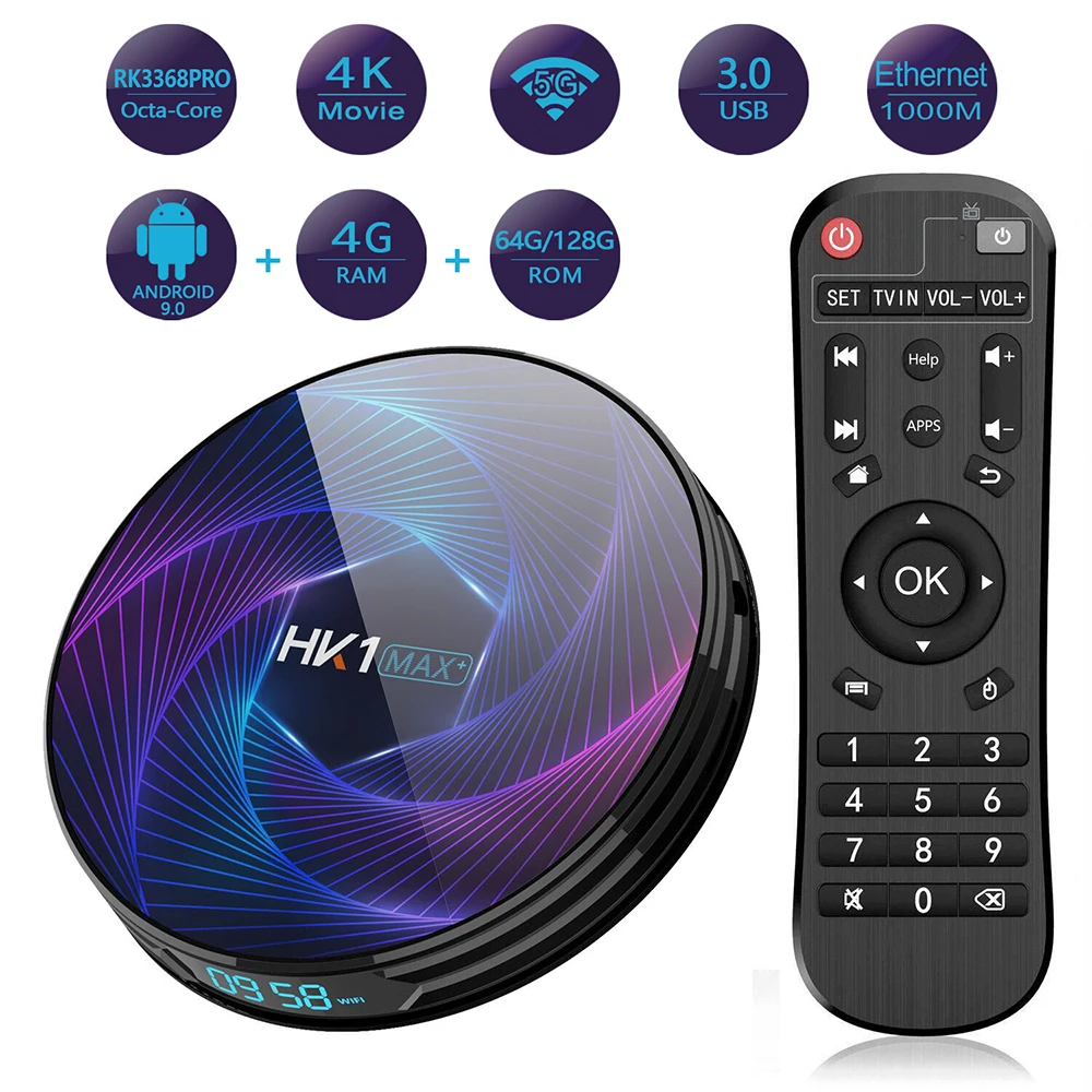 HK1 MAX Plus Octa Core Android 9.0 Smart TV Box 4GB 128GB 64GB 32GB RK3368PRO 1080P H.265 4K youtube Netflix HK1MAX Set Top Box HK1 MAX Plus Octa Core Android 9.0 Smart TV Box 4GB 128GB 64GB 32GB RK3368PRO 1080P H.265 4K youtube Netflix HK1MAX Set Top Box