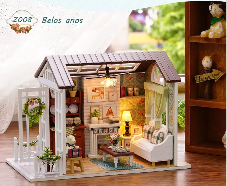 Casa de Bonecas em Miniatura com Móveis de Madeira Brinquedos para Crianças Presentes de Natal Novo Faça Você Mesmo Casa Cutebee Roombox Aniversário Clássico 11 com móveis de madeira casa cutebee roombox