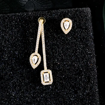 

UILZ Trendy Crystal Dangle Earrings Asymmetry Women Zircon Drop Earrings Wedding Party for Women Jewelry Gift UE2477