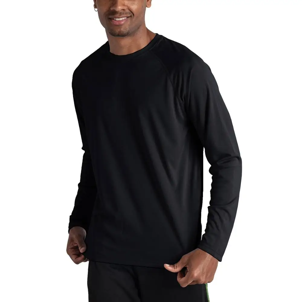 WOLFONROAD быстросохнущие мужские футболки UPF 50+ с длинным рукавом, мужские футболки для защиты от солнца, уличные футболки для рыбалки, походов, футболки с солнцезащитным блоком, топы - Цвет: Black