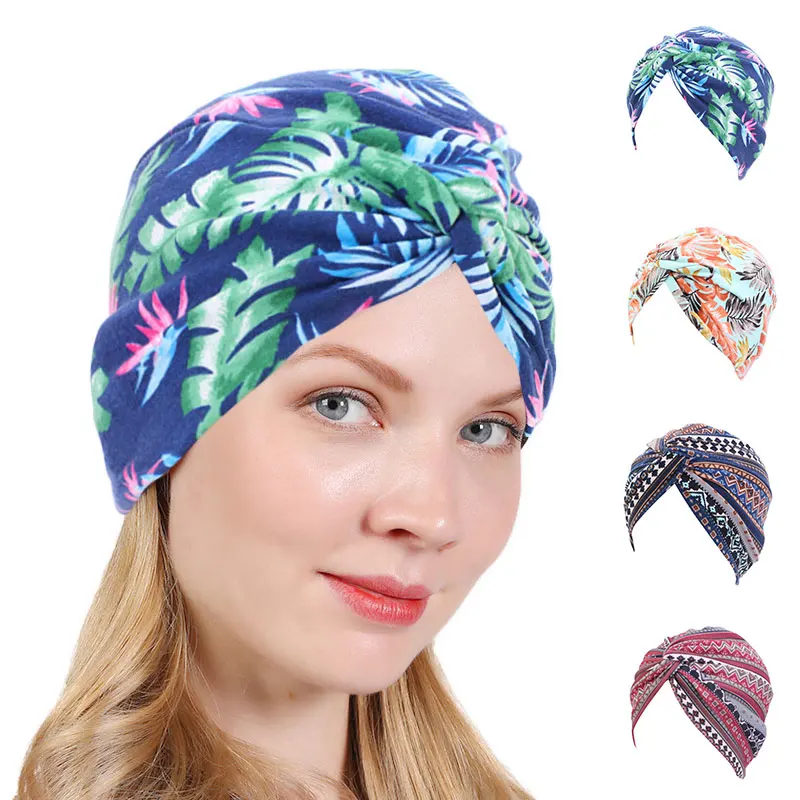 

New Cotton Folding Stretch Turban Muslim Ruffle Hats Hijab Cap Beanie Bandanas Scarf Head Wrap Headwear for Women Chemo hat