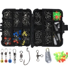 

160pcs Fishing Tackle Box Kit Swivels Snaps Sinker Weights Hooks Beads Accessory